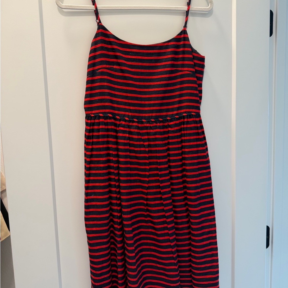 J. Crew Factory Navy and Red Striped Dress Size 4